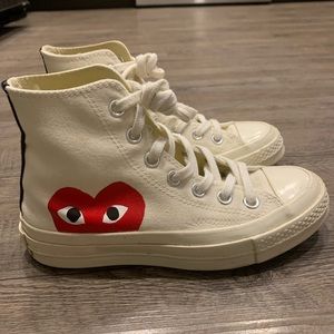 Comme Des Garcons PLAY High Top Converse White Size 5